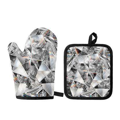 Diamond Artwork Print Oven Mitt And Pot Holder Set