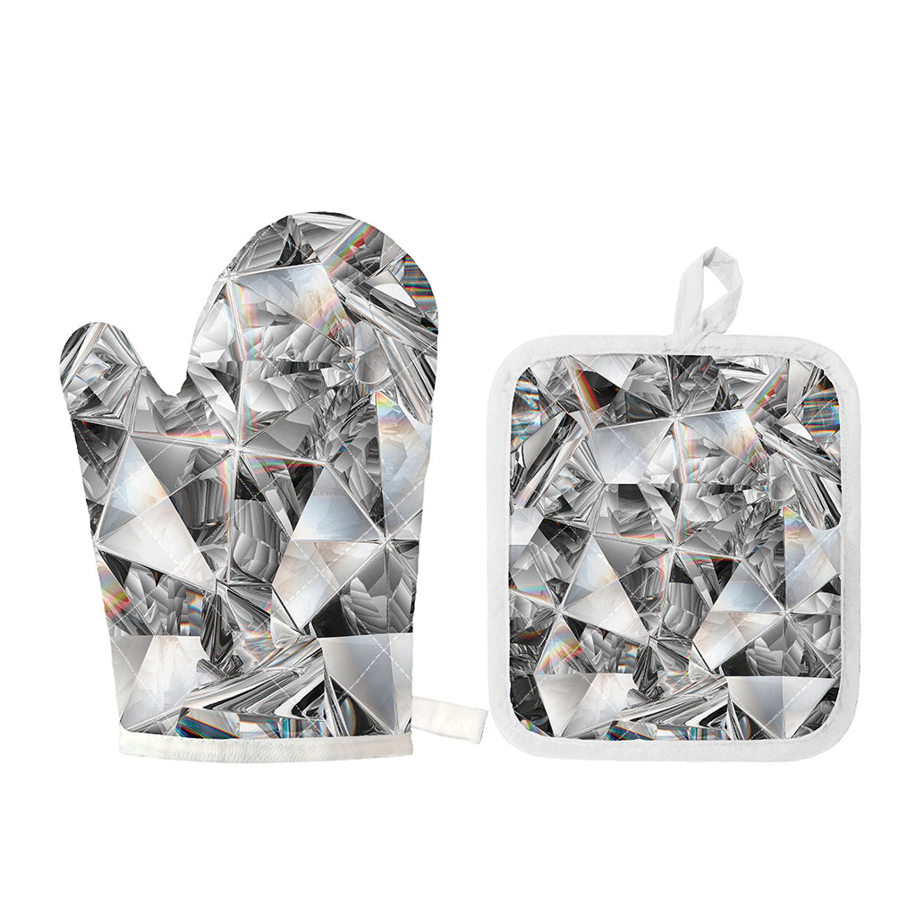 Diamond Artwork Print Oven Mitt And Pot Holder Set