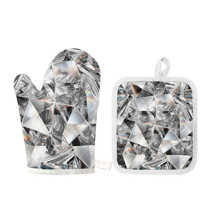 Diamond Artwork Print Oven Mitt And Pot Holder Set