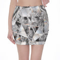 Diamond Artwork Print Pencil Mini Skirt