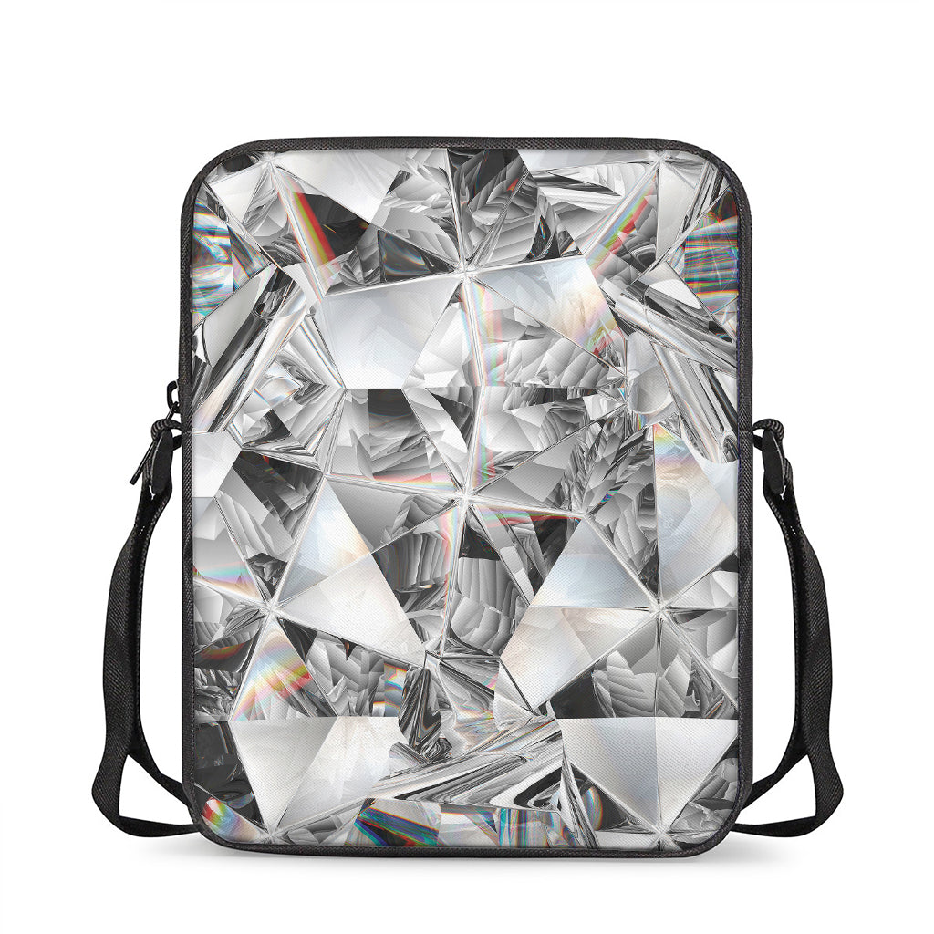 Diamond Artwork Print Rectangular Crossbody Bag