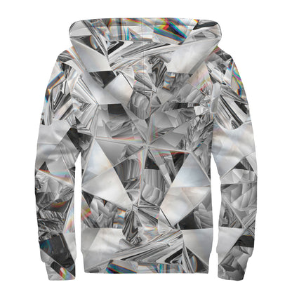 Diamond Artwork Print Sherpa Lined Zip Up Hoodie