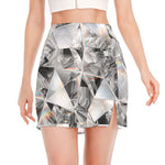 Diamond Artwork Print Side Slit Mini Skirt
