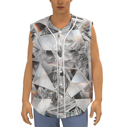 Diamond Artwork Print Sleeveless Baseball Jersey