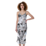 Diamond Artwork Print Slim Fit Midi Cami Dress