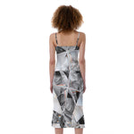Diamond Artwork Print Slim Fit Midi Cami Dress