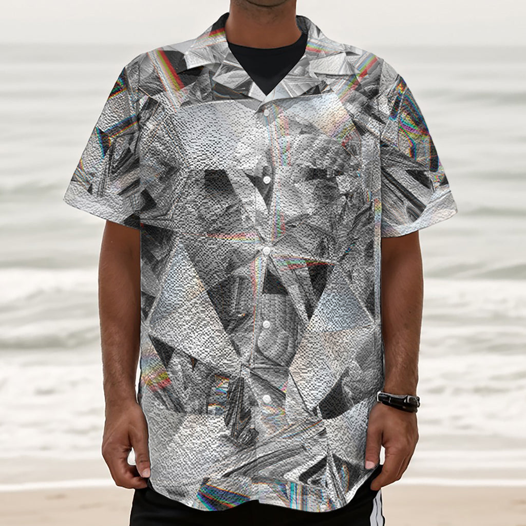 Diamond Artwork Print Textured Short Sleeve Shirt