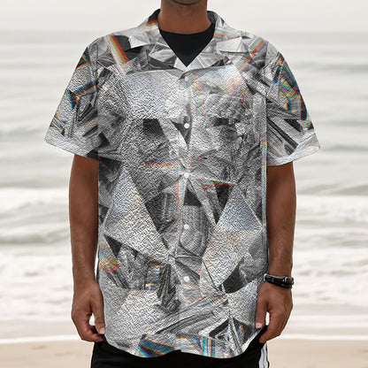 Diamond Artwork Print Textured Short Sleeve Shirt