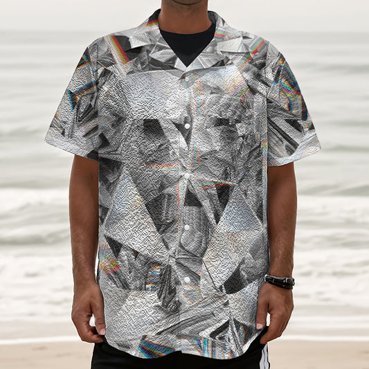 Diamond Artwork Print Textured Short Sleeve Shirt