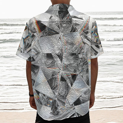 Diamond Artwork Print Textured Short Sleeve Shirt