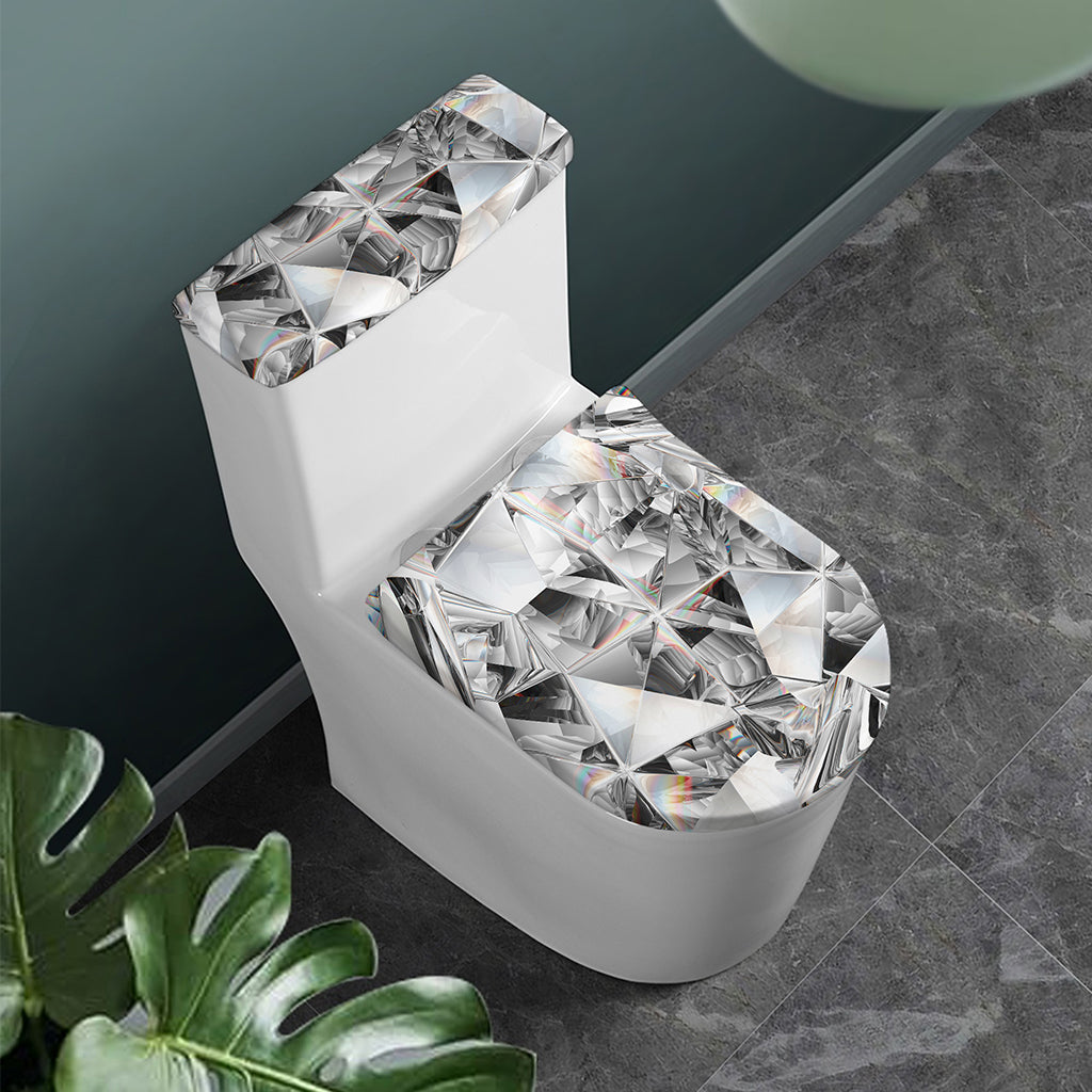 Diamond Artwork Print Toilet Lid And Tank Cover Set