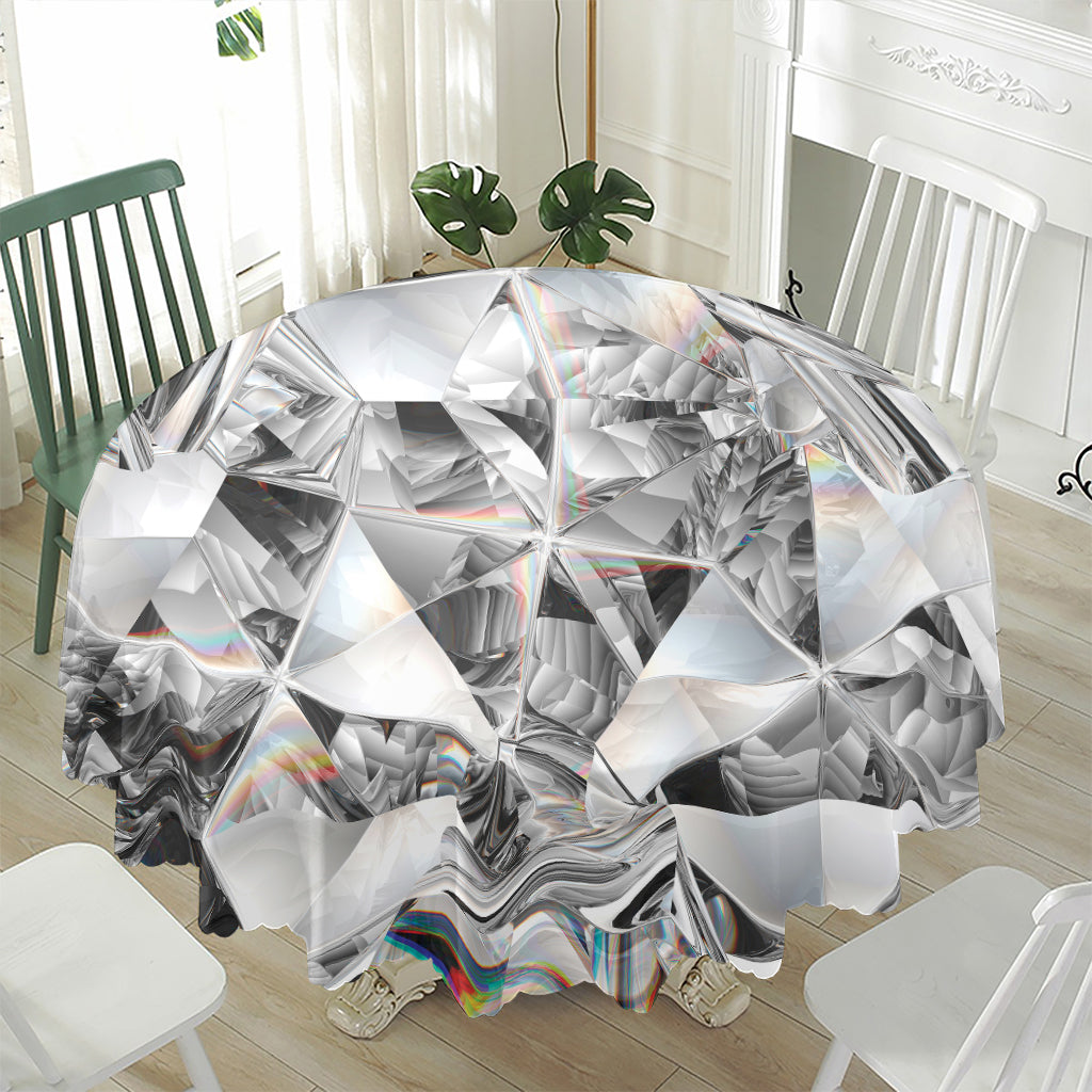 Diamond Artwork Print Waterproof Round Tablecloth