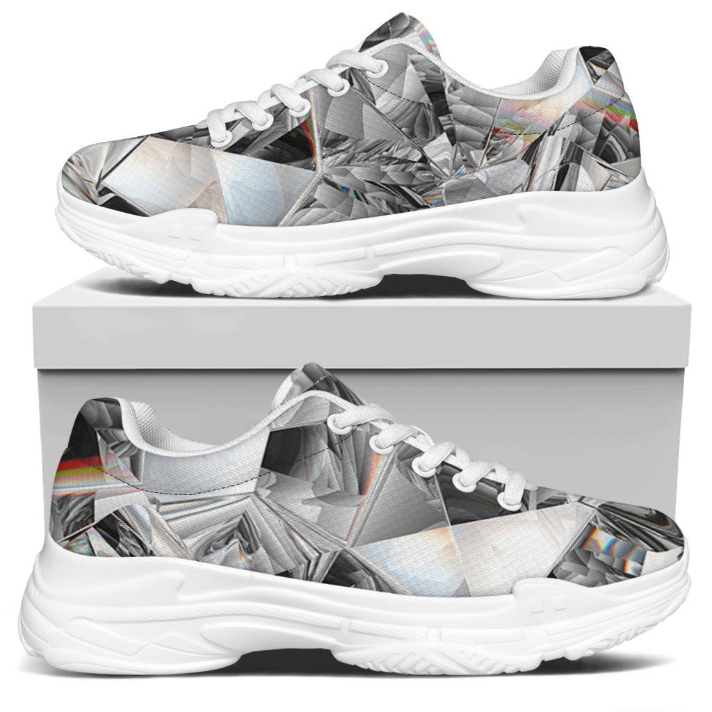 Diamond Artwork Print White Chunky Shoes