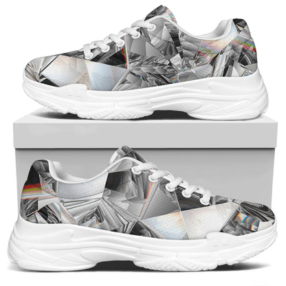 Diamond Artwork Print White Chunky Shoes