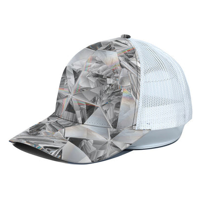 Diamond Artwork Print White Mesh Trucker Cap