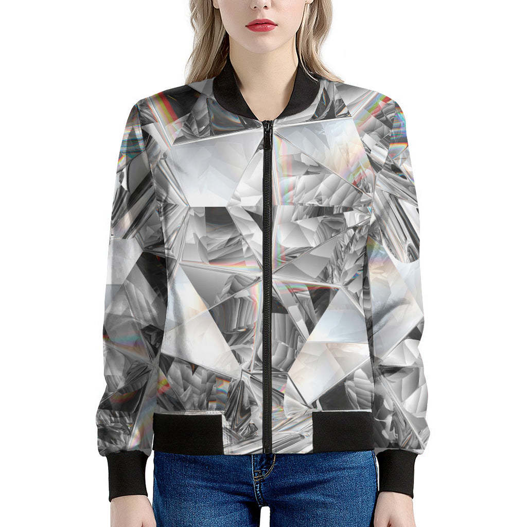 Diamond Artwork Print Women's Bomber Jacket