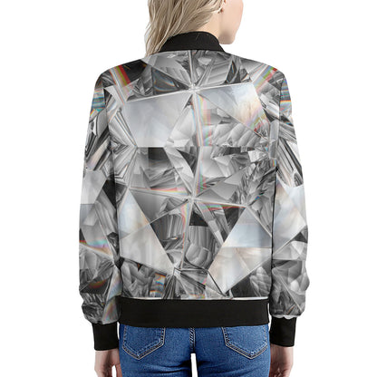 Diamond Artwork Print Women's Bomber Jacket