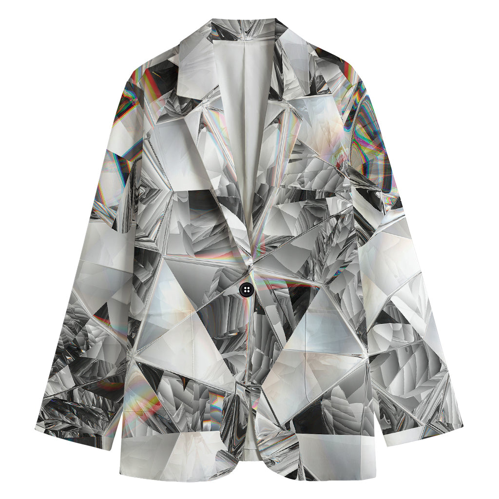 Diamond Artwork Print Women's Cotton Blazer