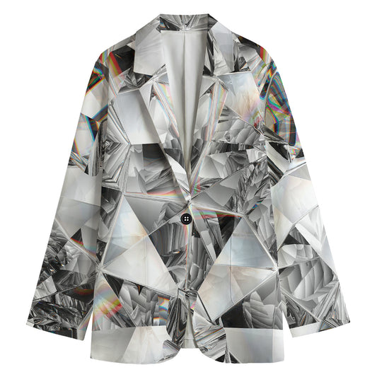 Diamond Artwork Print Women's Cotton Blazer