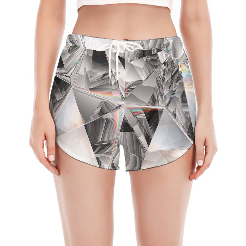 Diamond Artwork Print Women's Split Running Shorts
