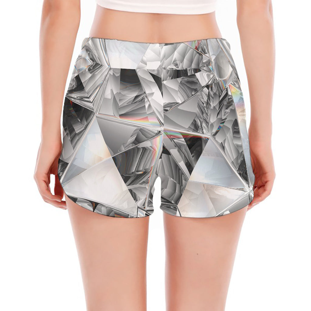 Diamond Artwork Print Women's Split Running Shorts