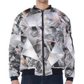 Diamond Artwork Print Zip Sleeve Bomber Jacket