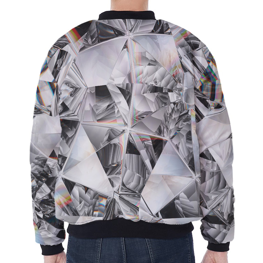 Diamond Artwork Print Zip Sleeve Bomber Jacket