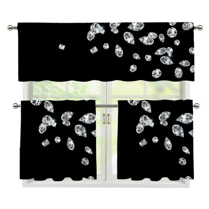 Diamond Gems Print 3 Piece Kitchen Curtains