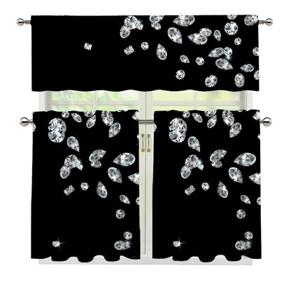 Diamond Gems Print 3 Piece Kitchen Curtains