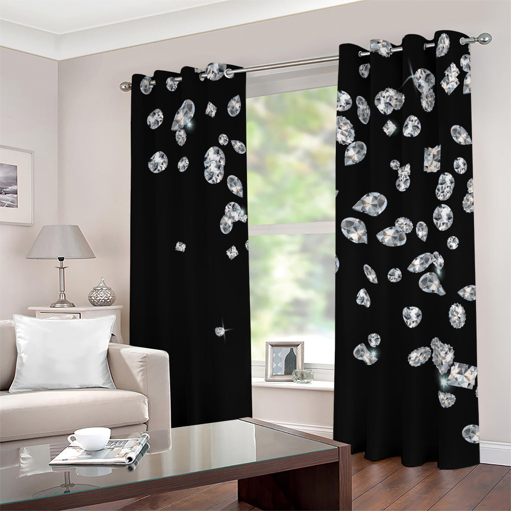 Diamond Gems Print Blackout Grommet Curtains