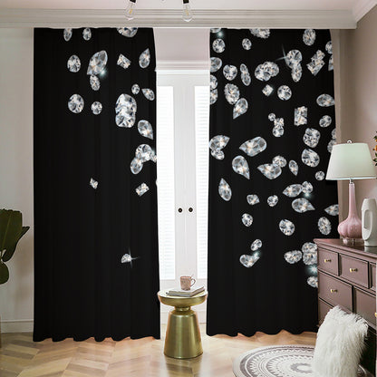 Diamond Gems Print Blackout Pencil Pleat Curtains