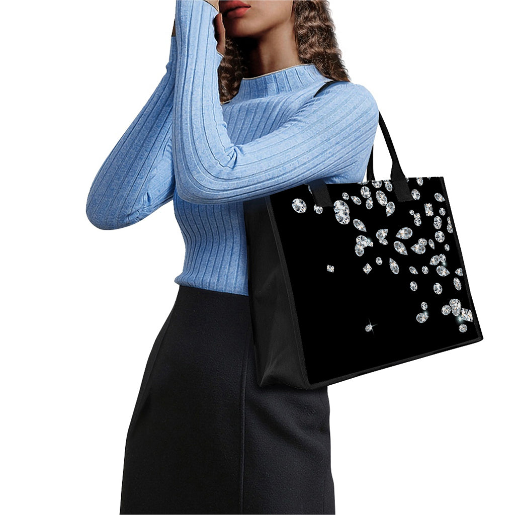 Diamond Gems Print Canvas Tote Bag