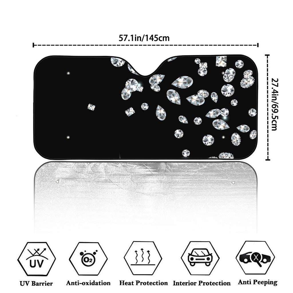 Diamond Gems Print Car Windshield Sun Shade