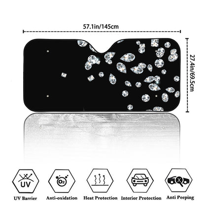 Diamond Gems Print Car Windshield Sun Shade