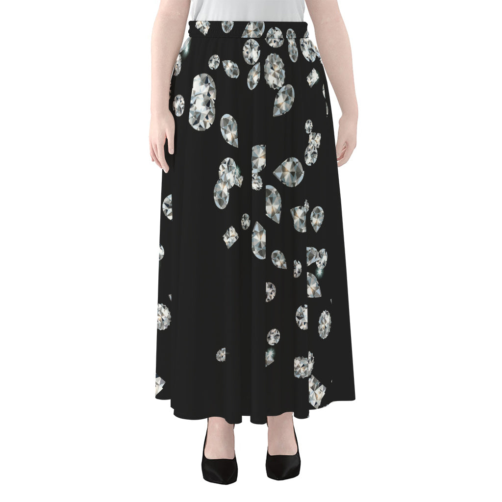 Diamond Gems Print Chiffon Maxi Skirt