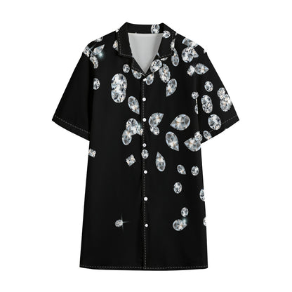 Diamond Gems Print Cotton Hawaiian Shirt