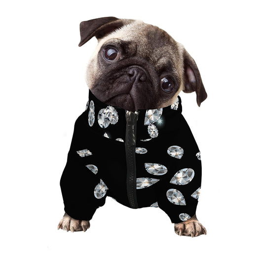 Diamond Gems Print Dog Zip Up Jacket