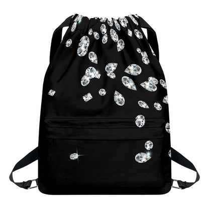 Diamond Gems Print Drawstring Backpack