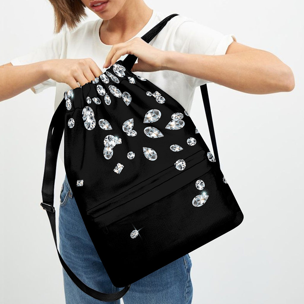 Diamond Gems Print Drawstring Backpack