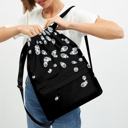 Diamond Gems Print Drawstring Backpack
