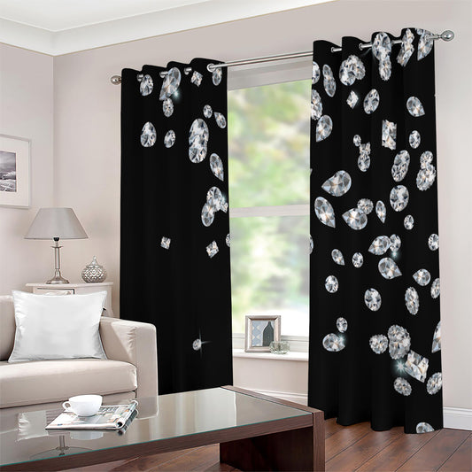 Diamond Gems Print Extra Wide Grommet Curtains