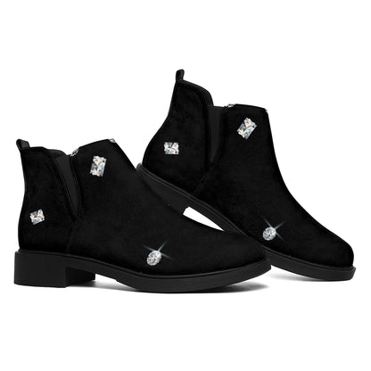 Diamond Gems Print Flat Ankle Boots