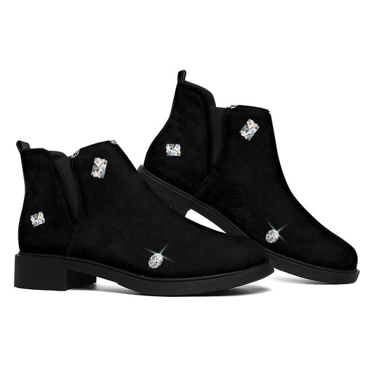 Diamond Gems Print Flat Ankle Boots
