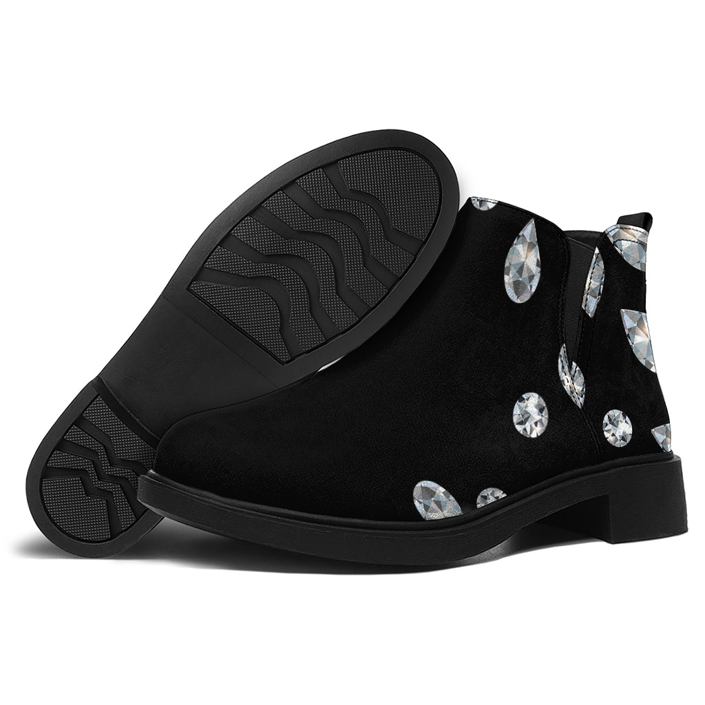 Diamond Gems Print Flat Ankle Boots