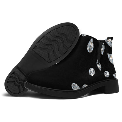 Diamond Gems Print Flat Ankle Boots