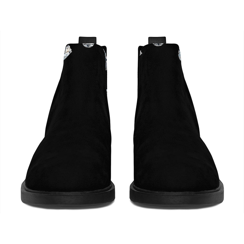 Diamond Gems Print Flat Ankle Boots