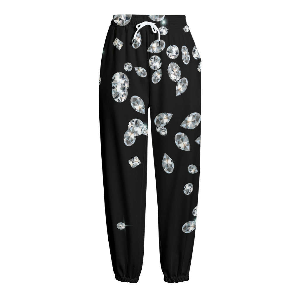 Diamond Gems Print Fleece Lined Knit Pants