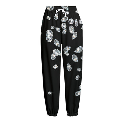 Diamond Gems Print Fleece Lined Knit Pants