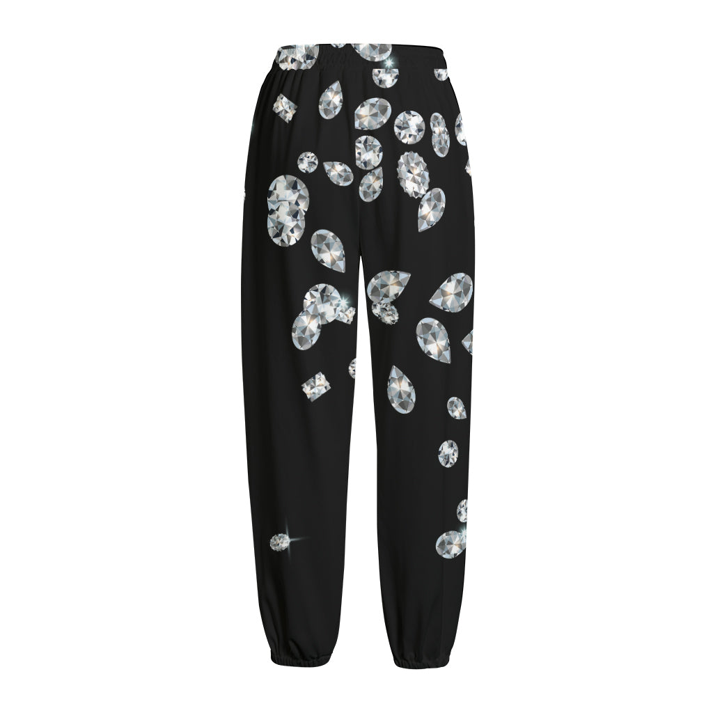 Diamond Gems Print Fleece Lined Knit Pants