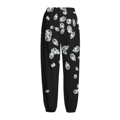 Diamond Gems Print Fleece Lined Knit Pants
